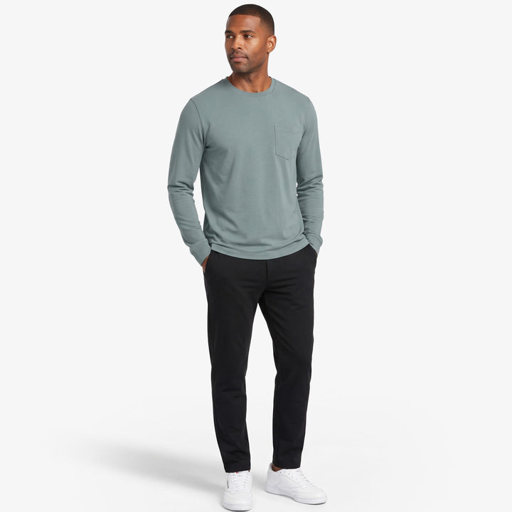 Ash & Erie Ridge Long Sleeve Pima Cotton Crew Neck Tee for Short Men   Long Sleeve Premium Tee