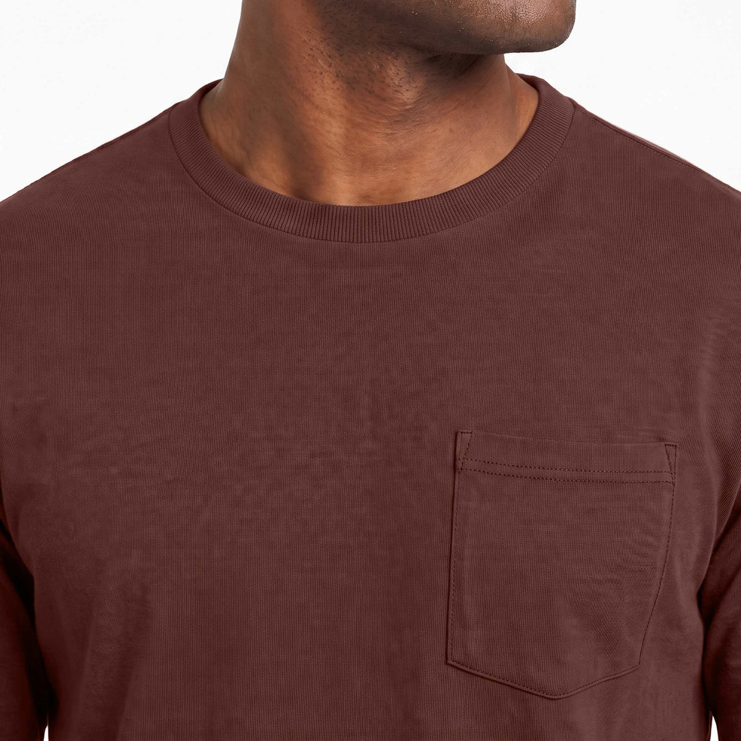 Ash & Erie Rum Long Sleeve Pima Cotton Crew Neck Tee for Short Men   Long Sleeve Premium Tee