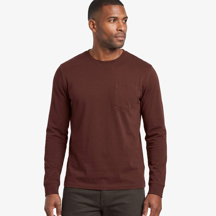 Ash & Erie Rum Long Sleeve Pima Cotton Crew Neck Tee for Short Men   Long Sleeve Premium Tee
