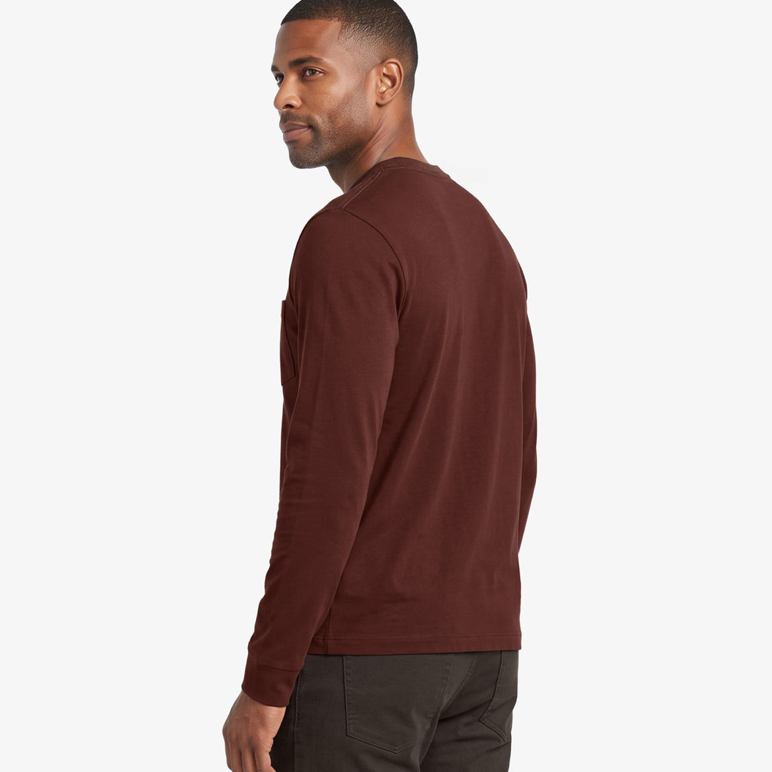 Ash & Erie Rum Long Sleeve Pima Cotton Crew Neck Tee for Short Men   Long Sleeve Premium Tee