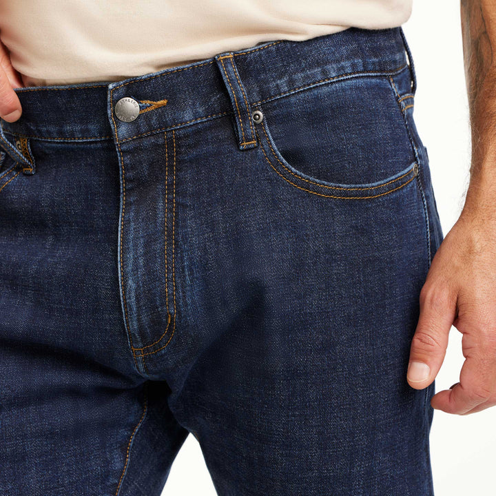 Ash & Erie Medium Wash Stretch Selvedge Jeans for Short Men  