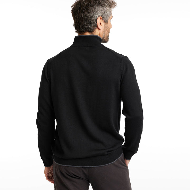 Ash & Erie Black Merino Quarter-Zip Sweater for Short Men   Merino Wool Sweater