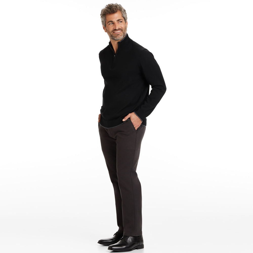 Ash & Erie Black Merino Quarter-Zip Sweater for Short Men   Merino Wool Sweater