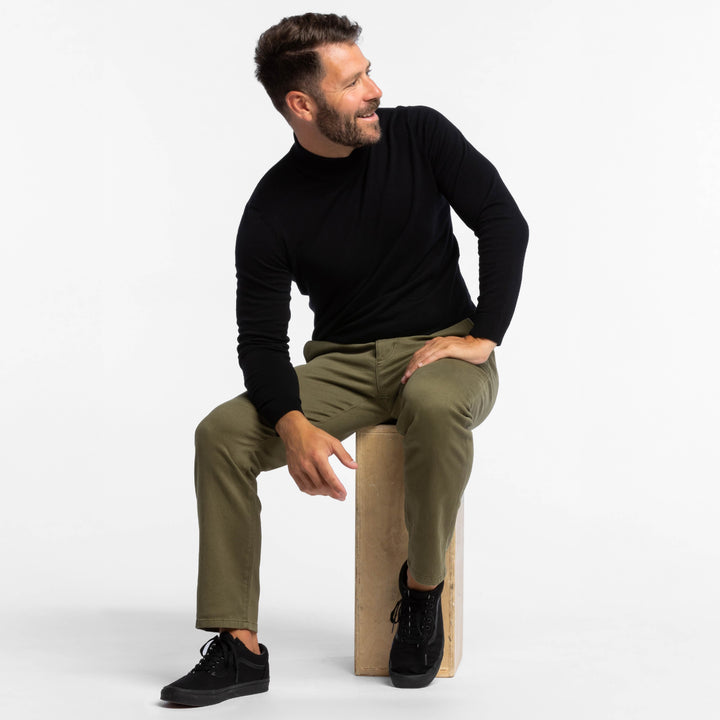 Buy Black Mock Neck Sweater for Short Men | Ash & Erie   Merino Wool Sweater