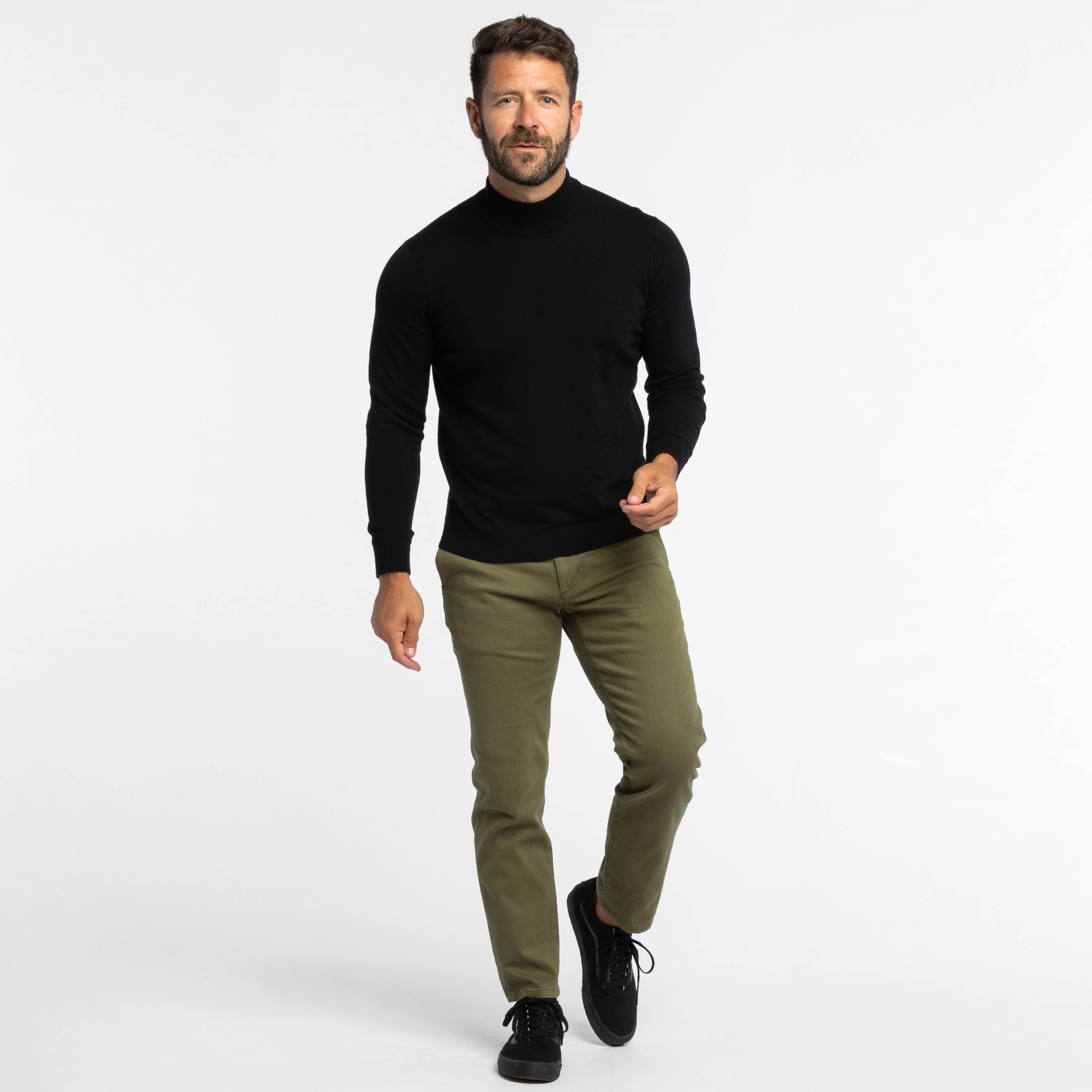 Buy Black Mock Neck Sweater for Short Men Ash Erie