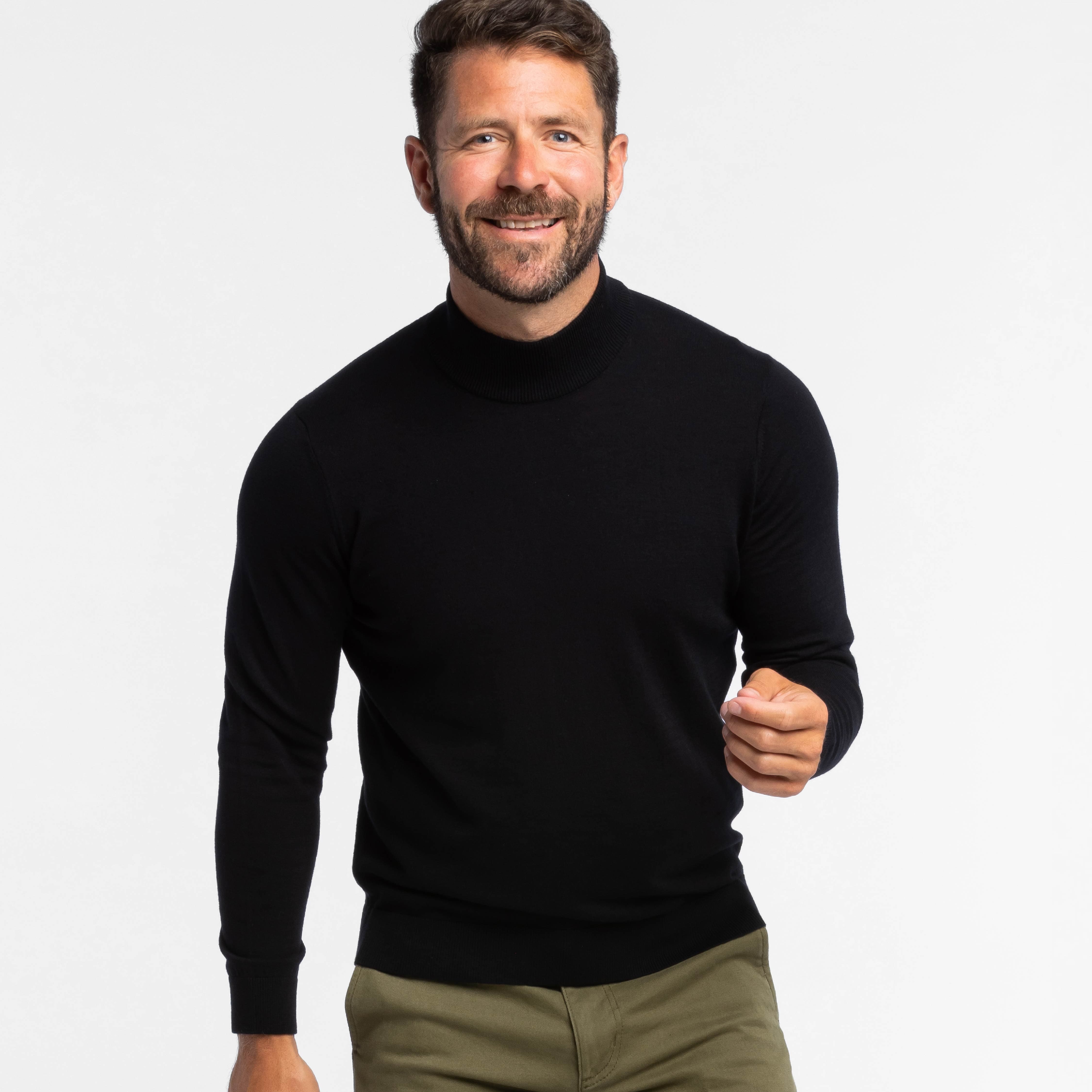 Men's black mock turtleneck best sale