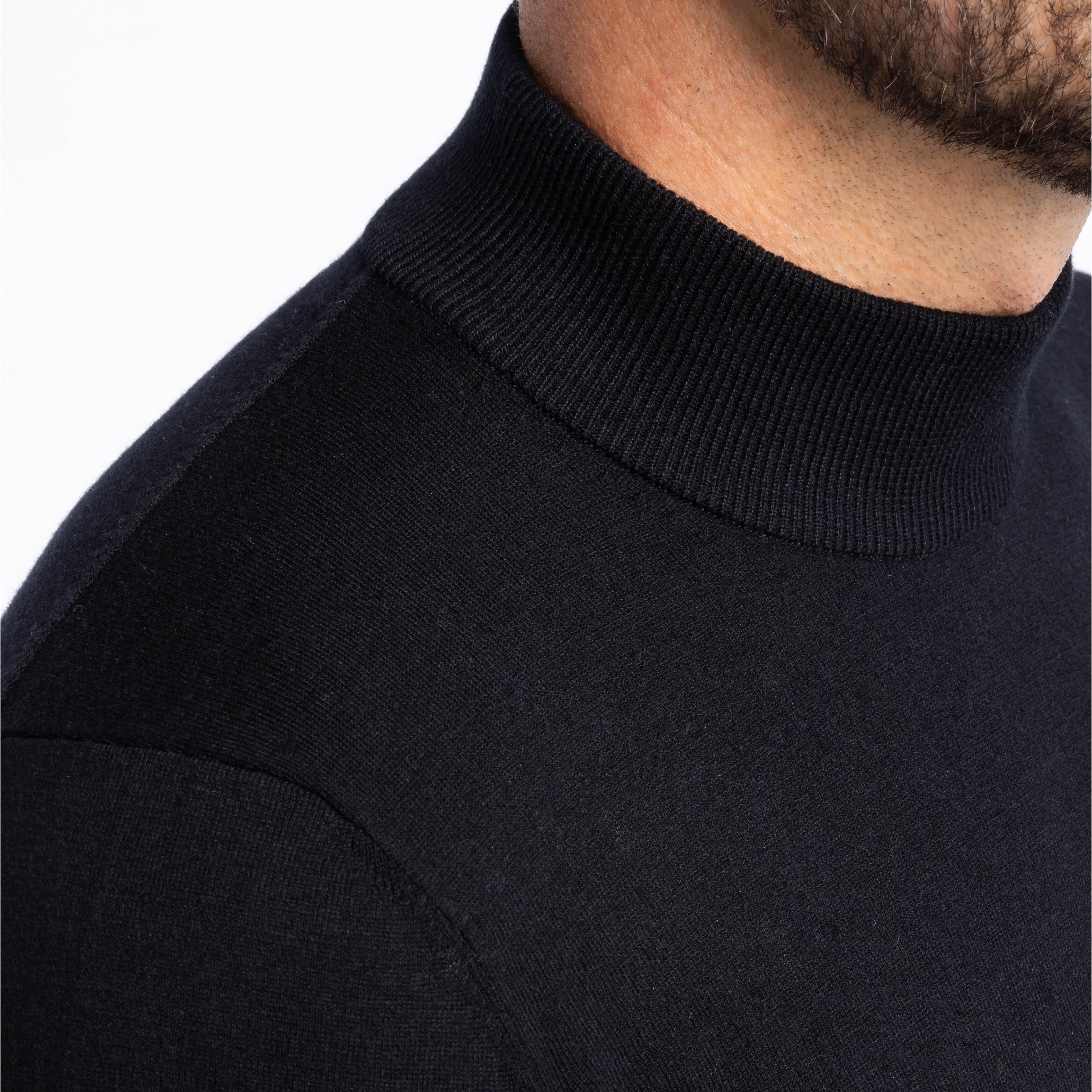 Buy Black Mock Neck Sweater for Short Men | Ash & Erie   Merino Wool Sweater