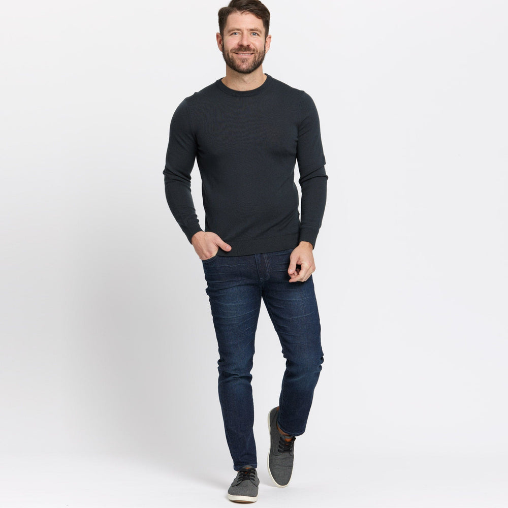 Buy Charcoal Merino Crew-Neck Sweater for Short Men | Ash & Erie