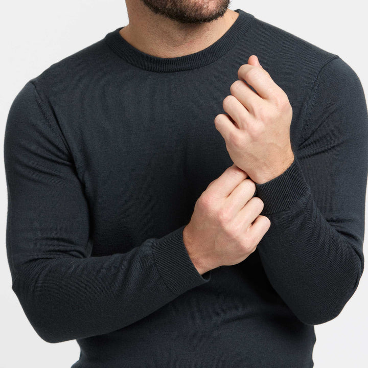 Buy Charcoal Merino Crew-Neck Sweater for Short Men | Ash & Erie   Merino Wool Sweater