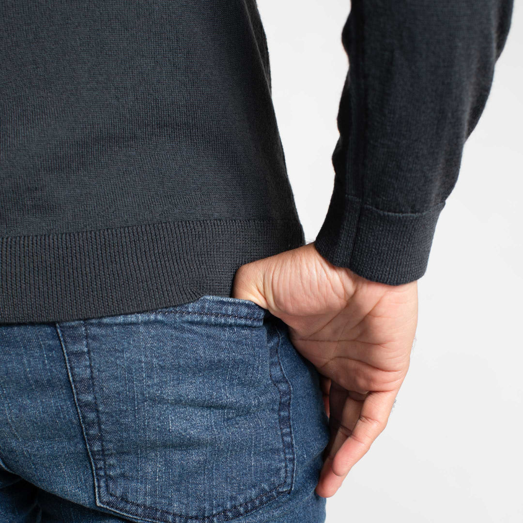 Buy Charcoal Merino V-Neck Sweater for Short Men | Ash & Erie   Merino Wool Sweater