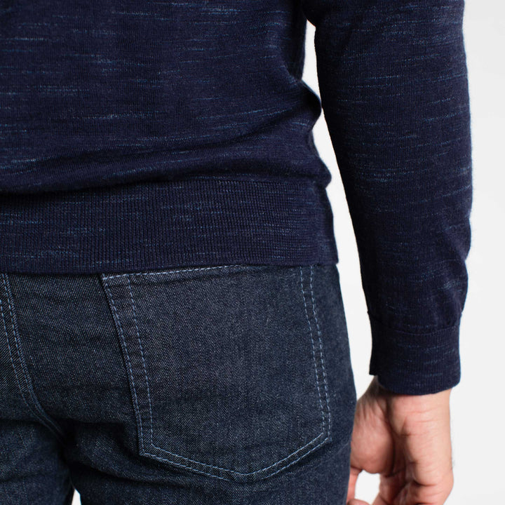 Buy Dark Navy Mock Neck Sweater for Short Men | Ash & Erie   Merino Wool Sweater
