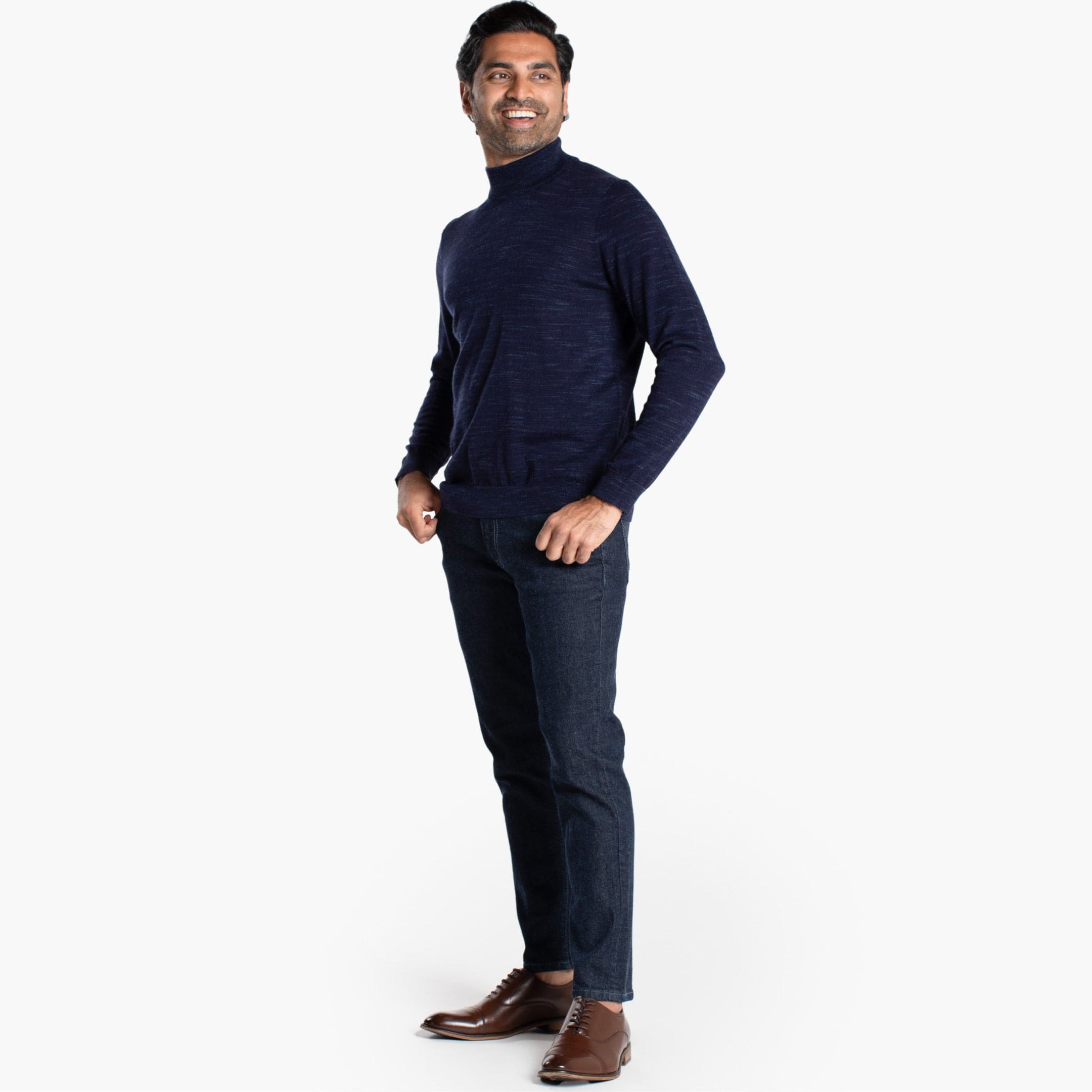 Buy Dark Navy Mock Neck Sweater for Short Men | Ash & Erie