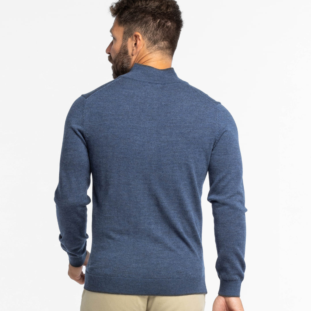 Ash & Erie Heather Slate Merino Quarter-Zip Sweater for Short Men   Merino Wool Sweater