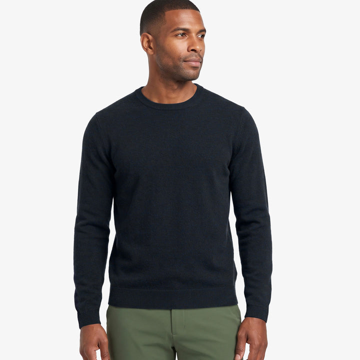 Buy Navy Merino Crew-Neck Sweater for Short Men | Ash & Erie   Merino Wool Sweater