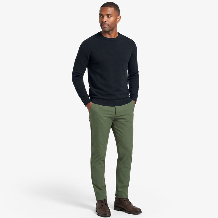Buy Navy Merino Crew-Neck Sweater for Short Men | Ash & Erie   Merino Wool Sweater