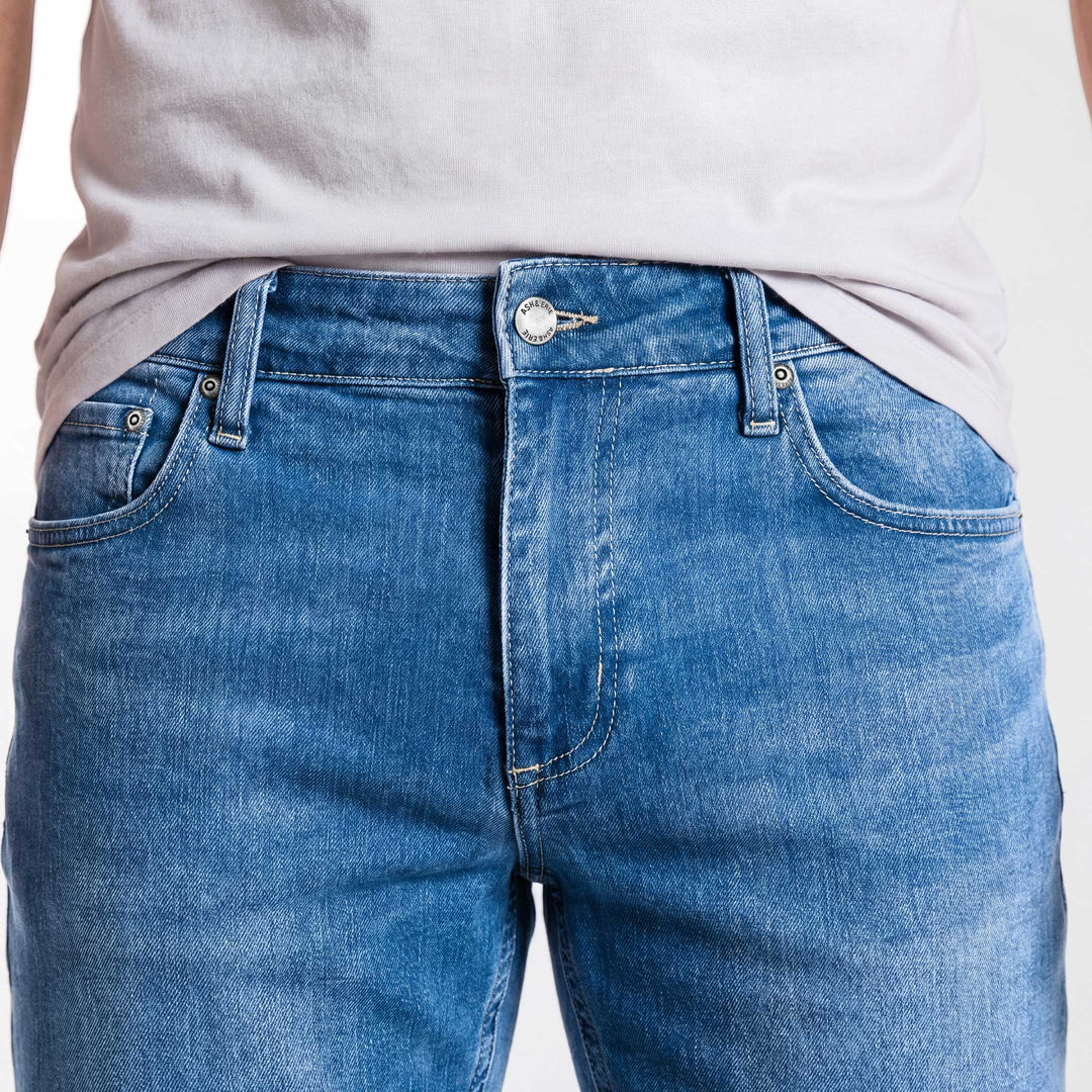 Ash & Erie Blue Wash Midtown Jeans for Short Men   Midtown Jeans