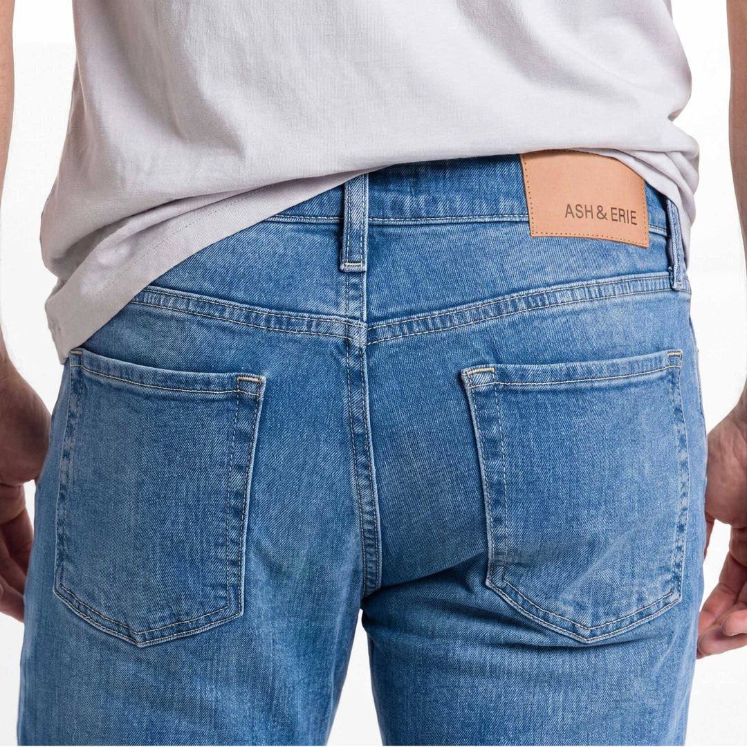 Ash & Erie Blue Wash Midtown Jeans for Short Men   Midtown Jeans