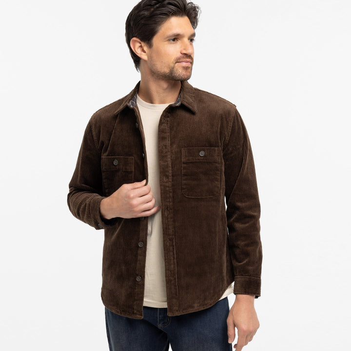 Ash & Erie Brown Corduroy Overshirt for Short Men   Overshirt