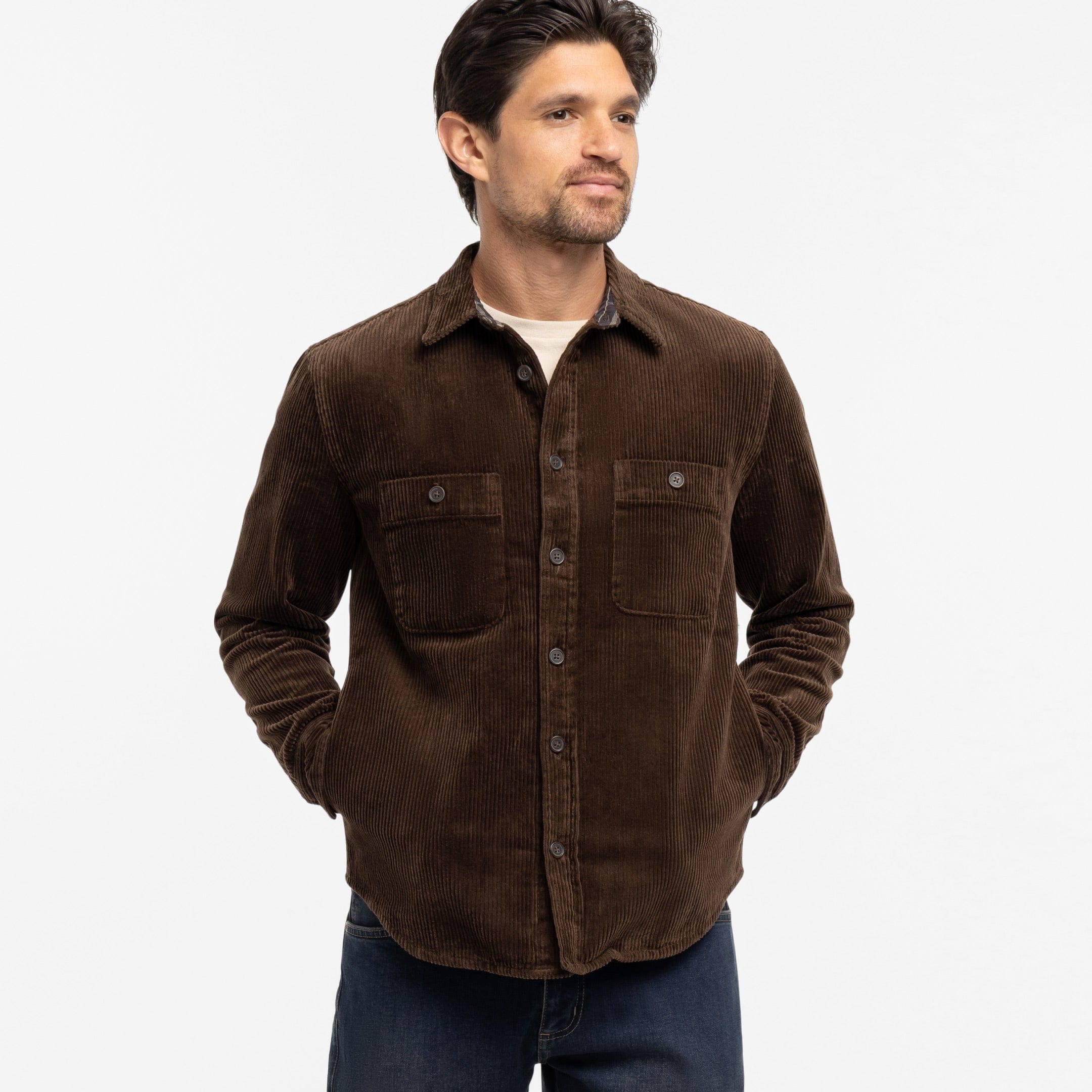 Ash & Erie Brown Corduroy Overshirt for Short Men   Overshirt