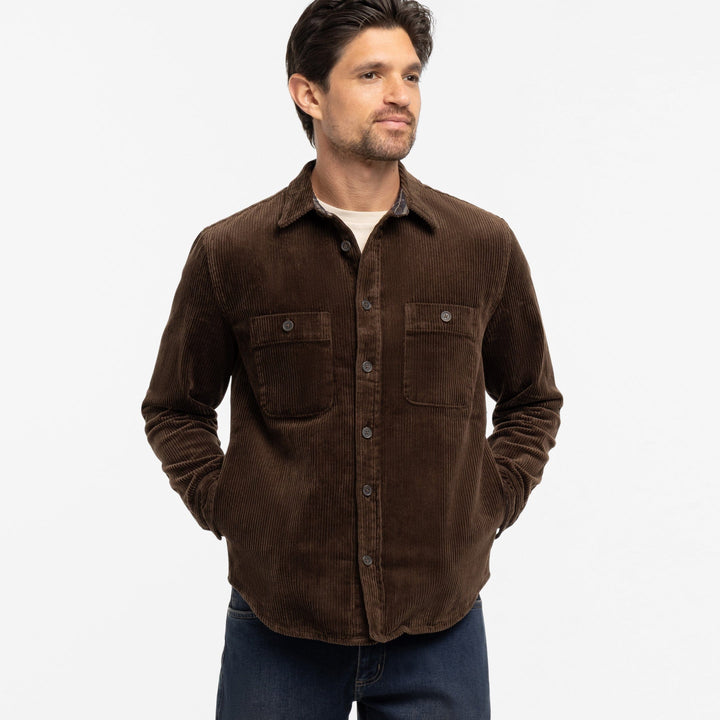 Ash & Erie Brown Corduroy Overshirt for Short Men   Overshirt