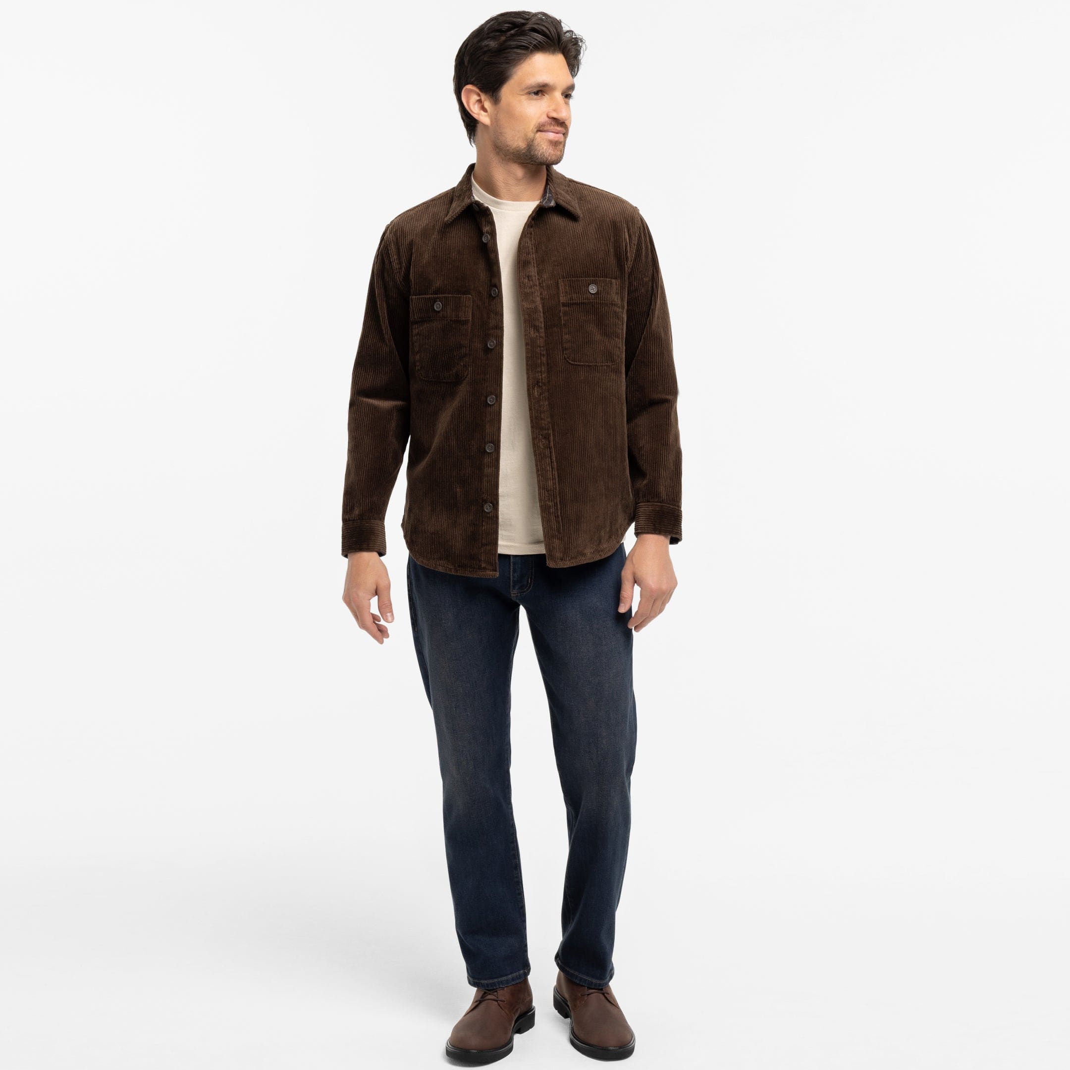 Ash & Erie Brown Corduroy Overshirt for Short Men   Overshirt