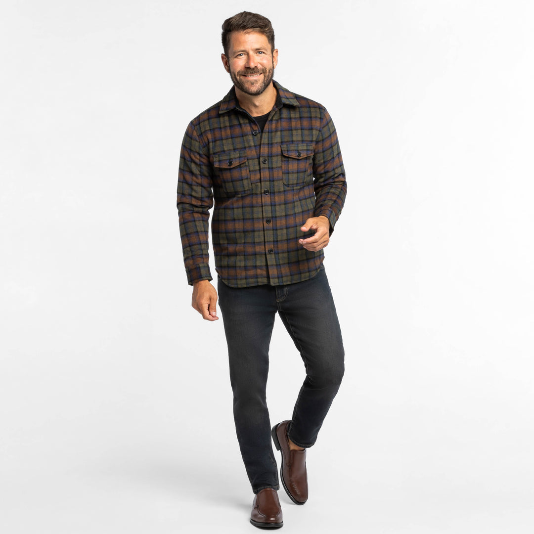 Ash & Erie Ridgeline Flannel Shirt Jacket for Short Men   Overshirt