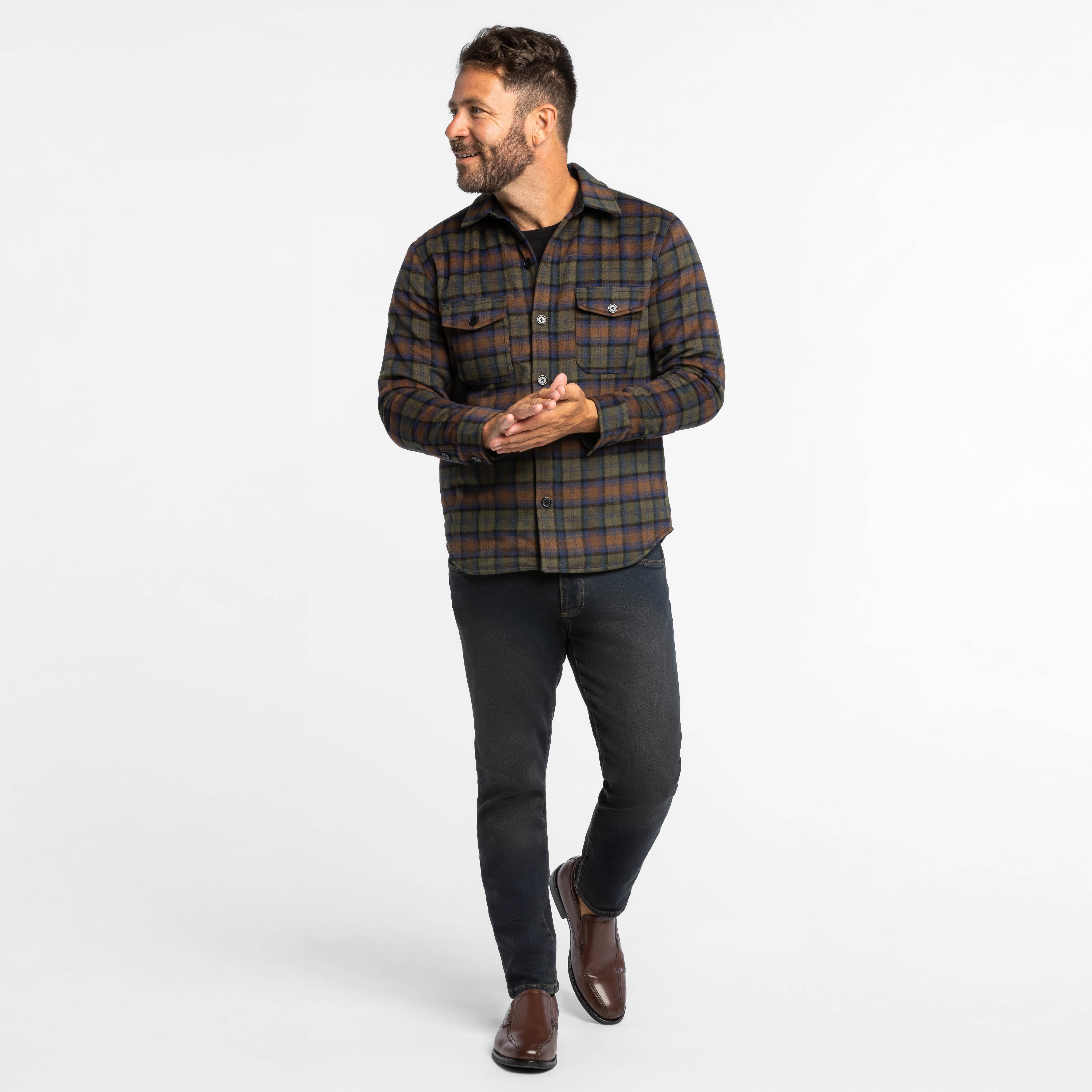 over dress shirt Ash & Erie Ridgeline Flannel Shirt Jacket for Short Men Ridgeline / L