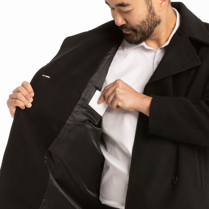 Ash & Erie Black Double-Breasted Peacoat for Short Men   Peacoat