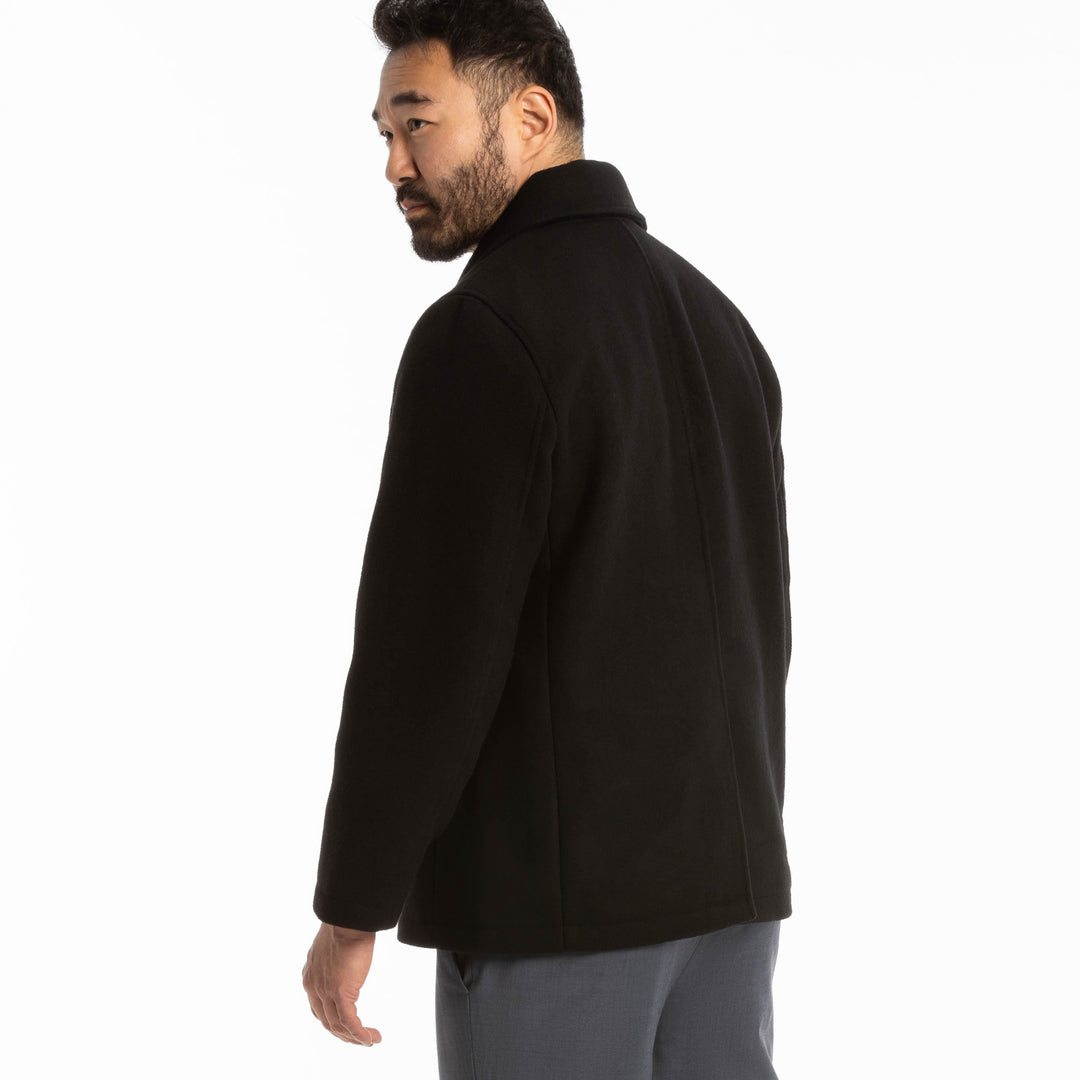 Ash & Erie Black Double-Breasted Peacoat for Short Men   Peacoat