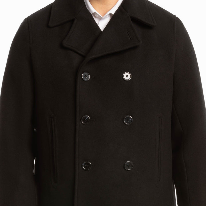 Ash & Erie Black Double-Breasted Peacoat for Short Men   Peacoat