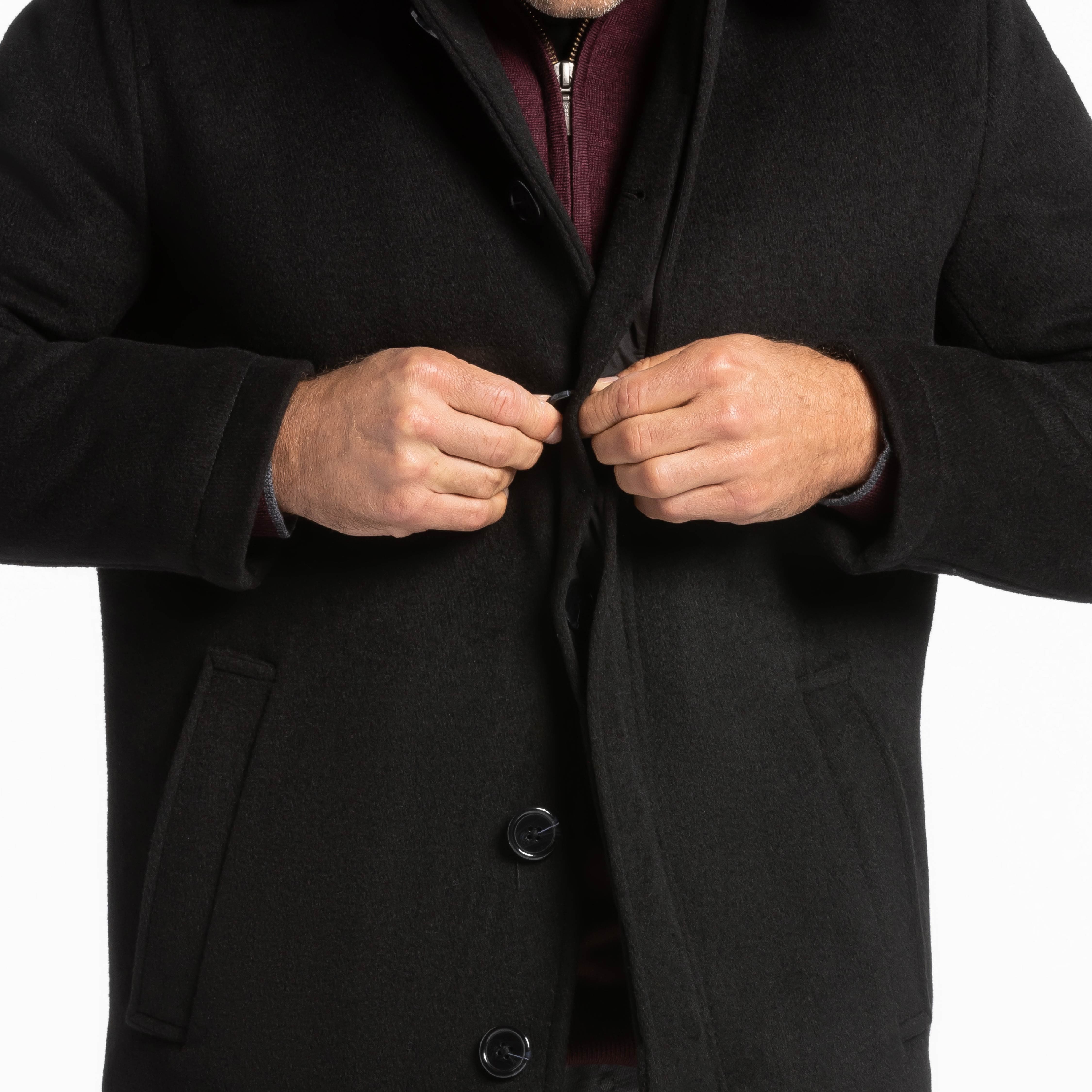 Ash & Erie Black Wool Peacoat for Short Men   Peacoat