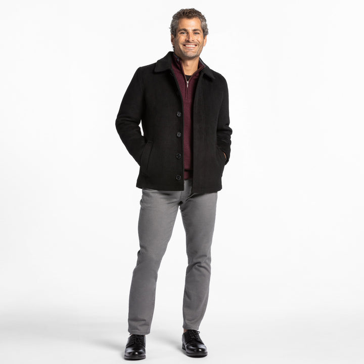 Ash & Erie Black Wool Peacoat for Short Men   Peacoat