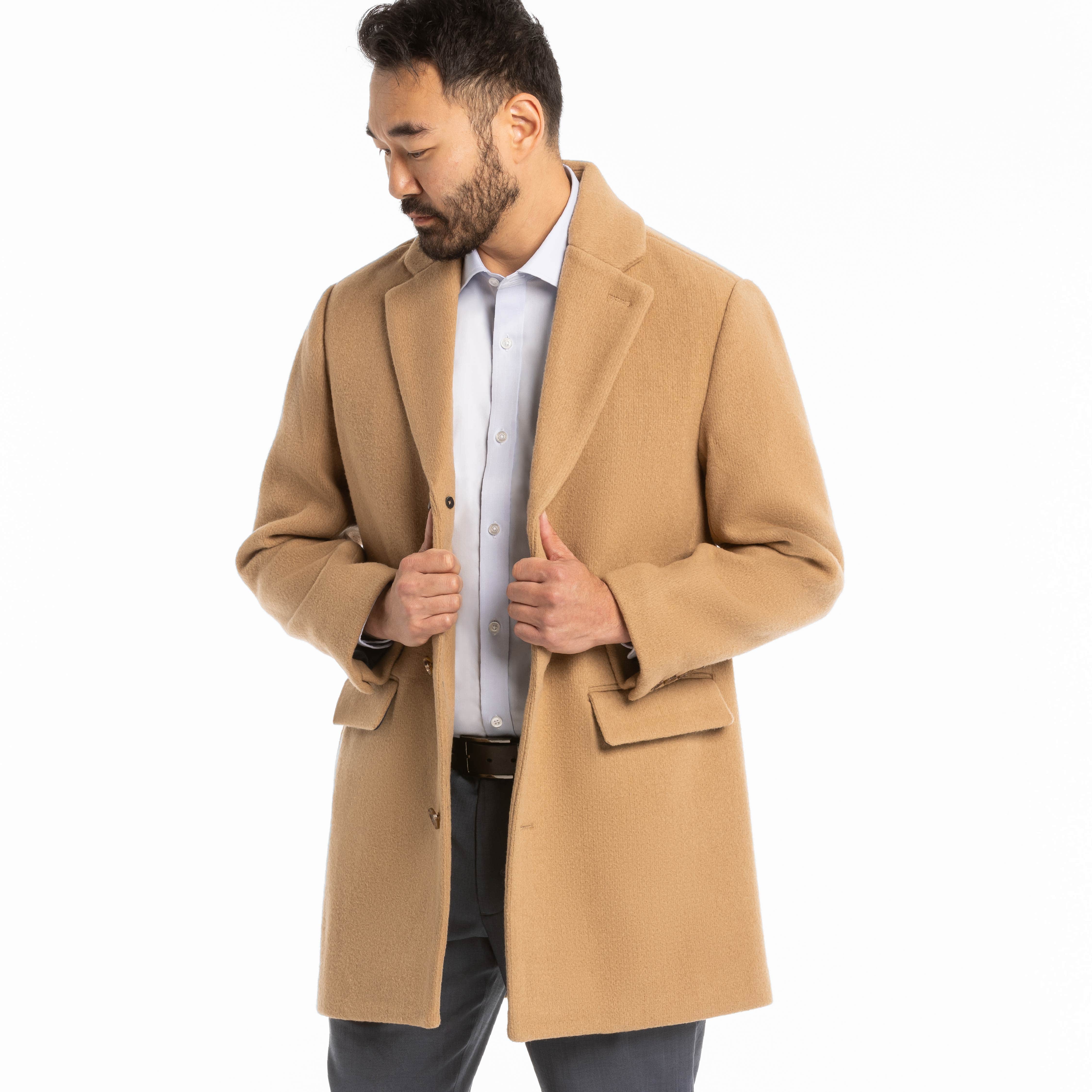 Mens camel wool overcoat best sale