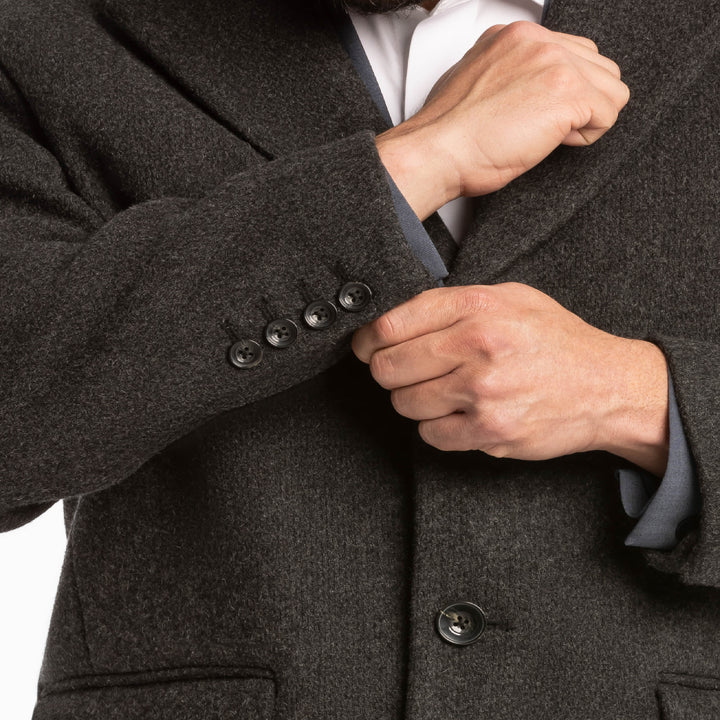 Ash & Erie Charcoal Wool Top Coat for Short Men   Peacoat