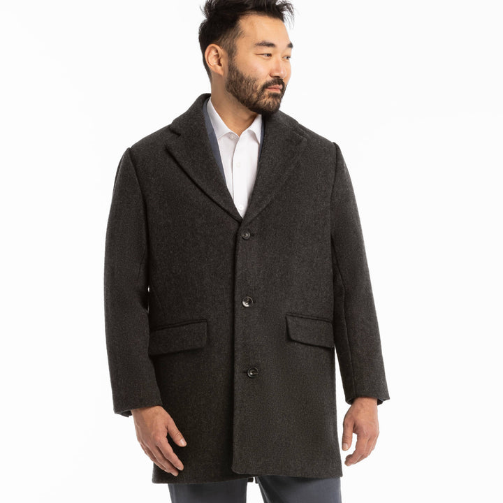 Ash & Erie Charcoal Wool Top Coat for Short Men   Peacoat