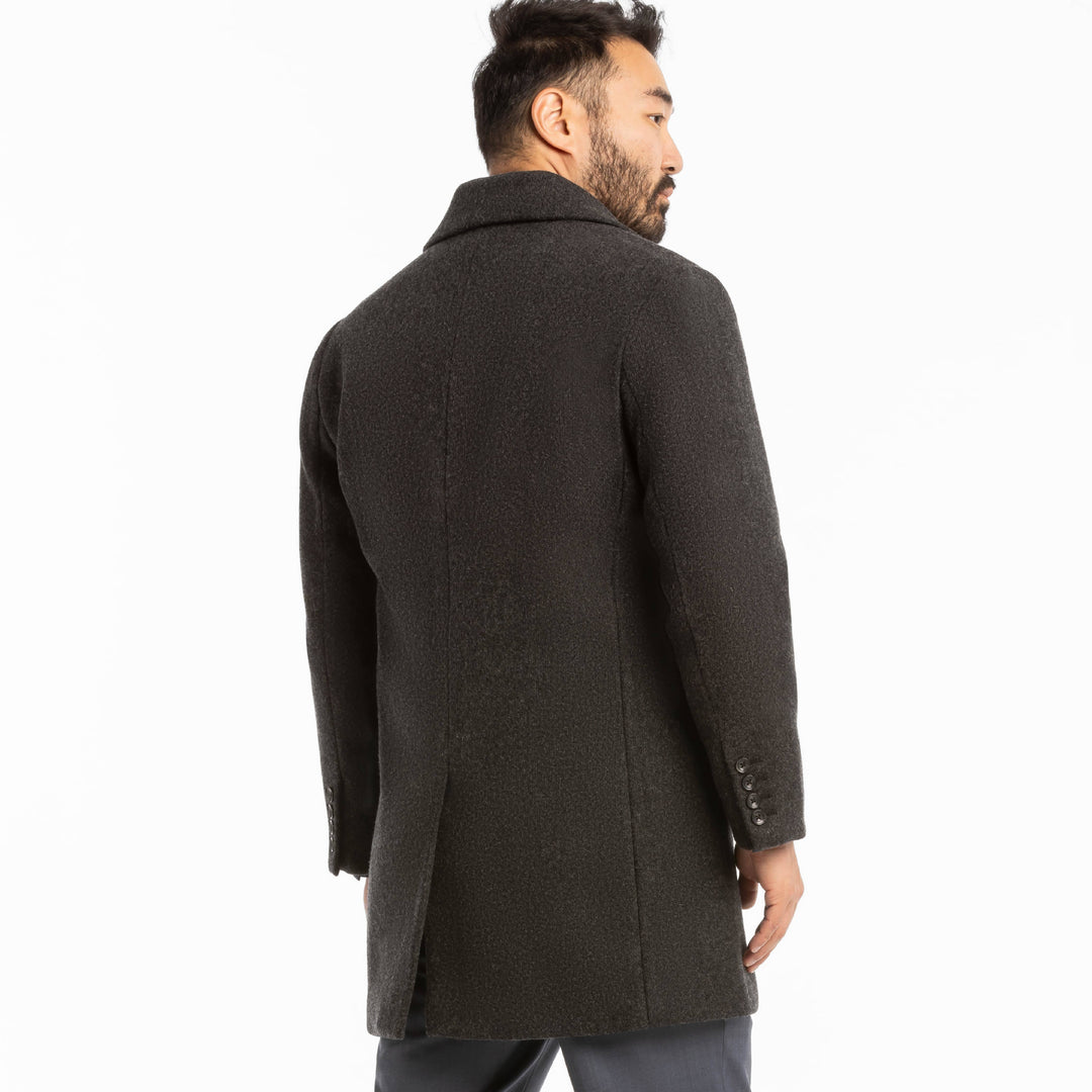 Ash & Erie Charcoal Wool Top Coat for Short Men   Peacoat