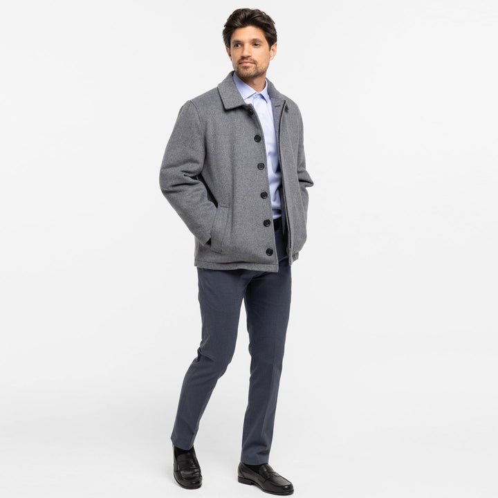 Ash & Erie Grey Wool Peacoat for Short Men   Peacoat