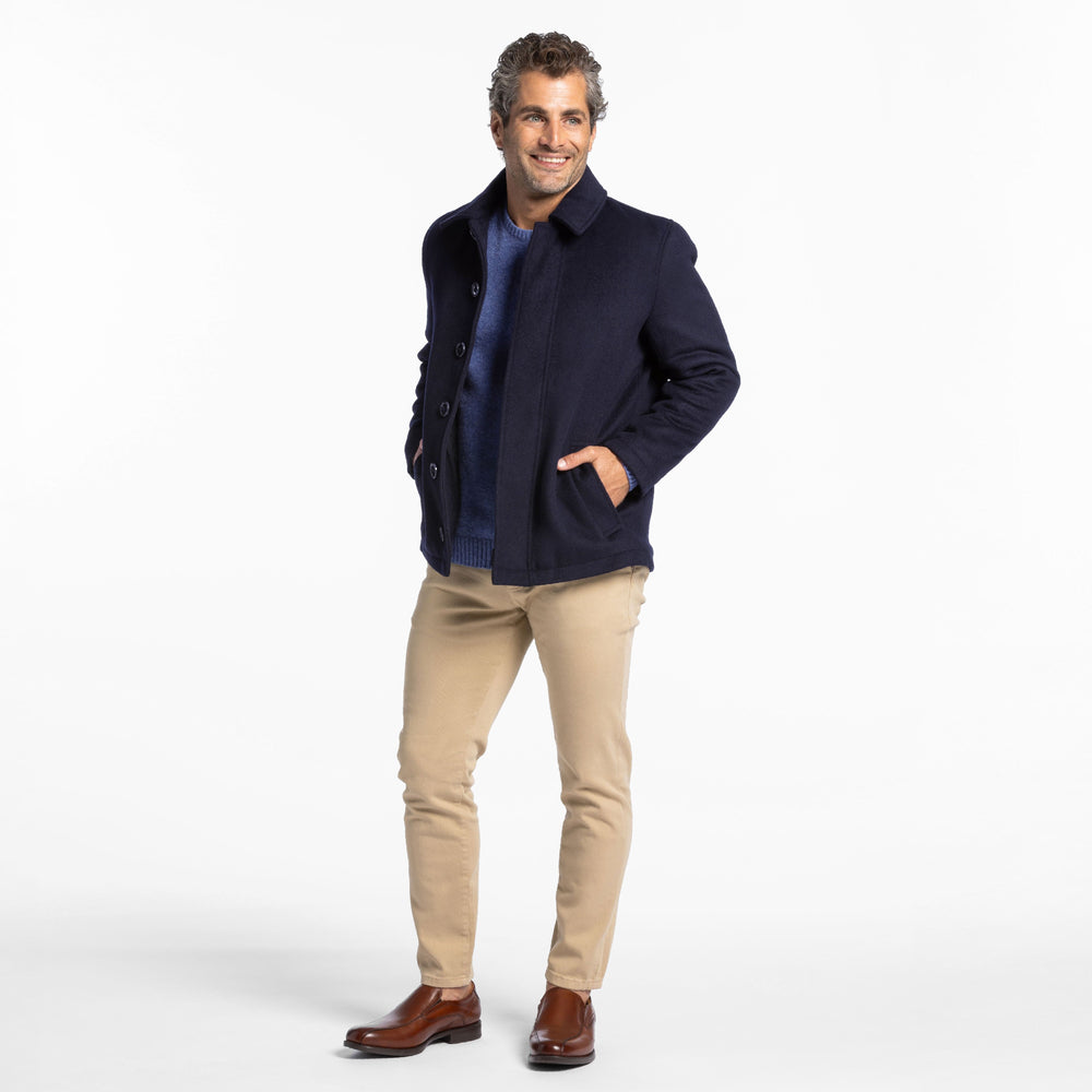 Ash & Erie Navy Wool Peacoat for Short Men   Peacoat