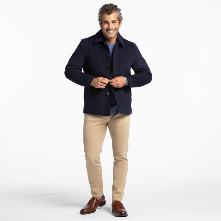 Ash & Erie Navy Wool Peacoat for Short Men   Peacoat