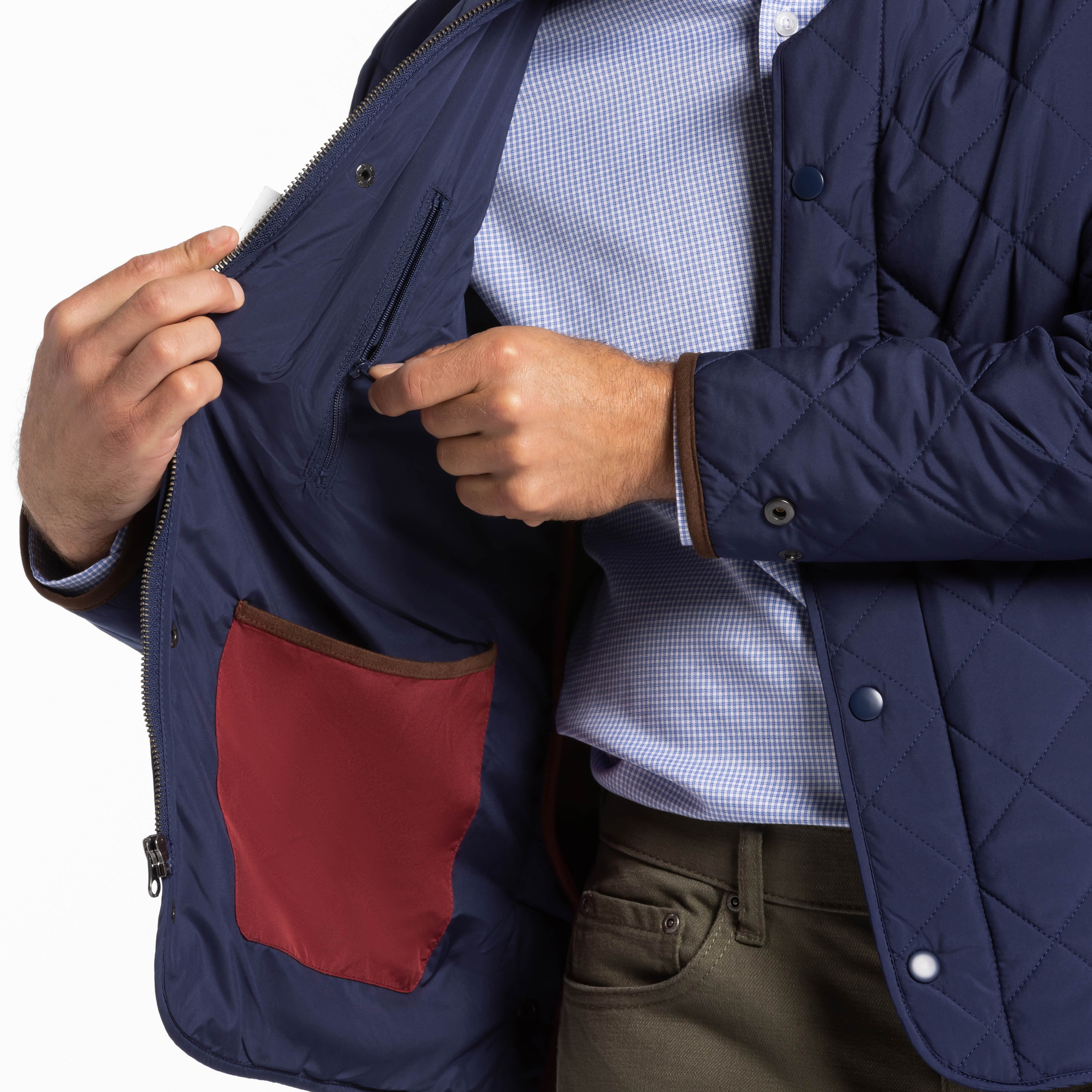Ash & Erie Navy Quilted Jacket for Short Men