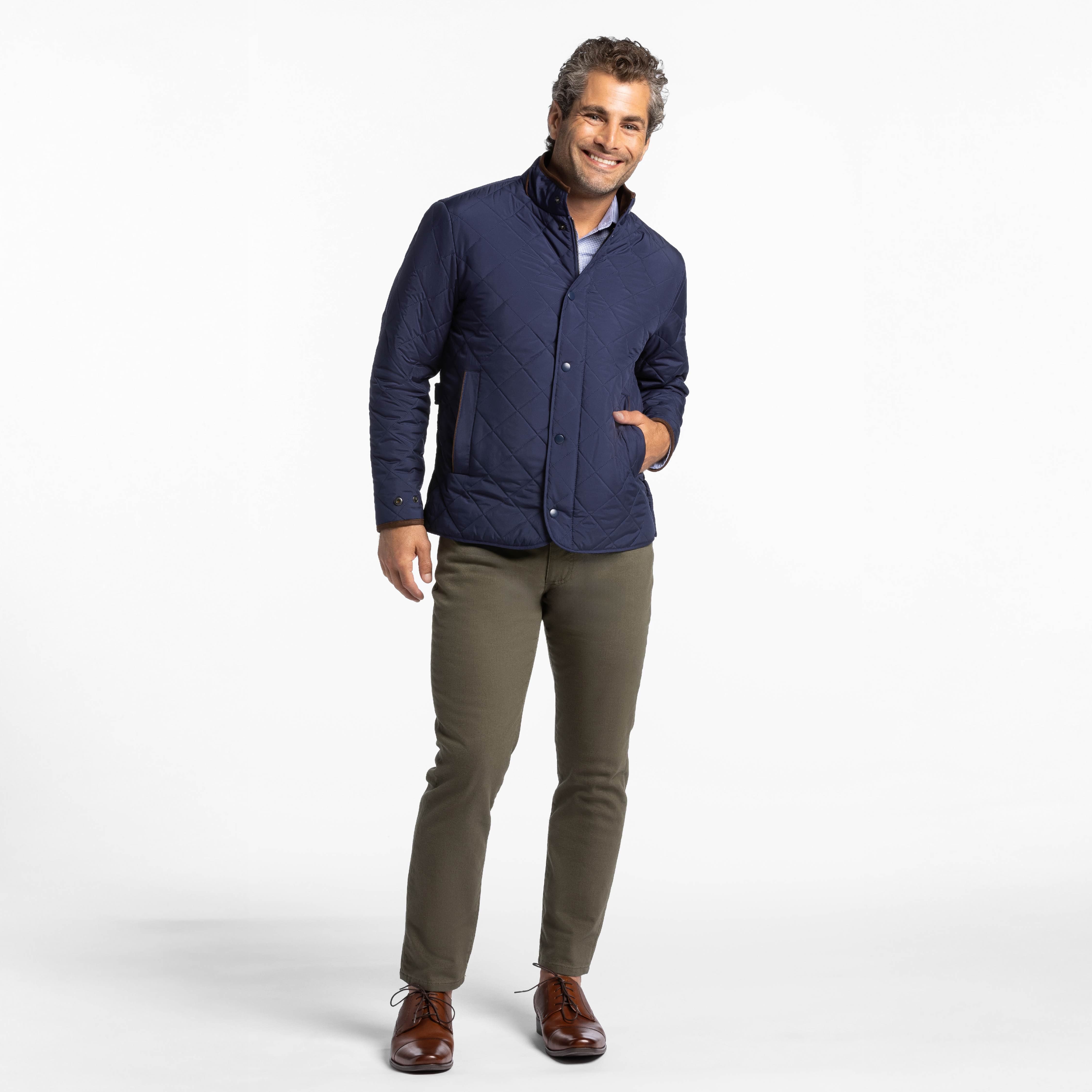Ash & Erie Navy Quilted Jacket for Short Men
