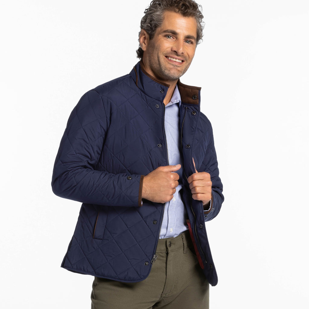 Ash & Erie Navy Quilted Jacket for Short Men