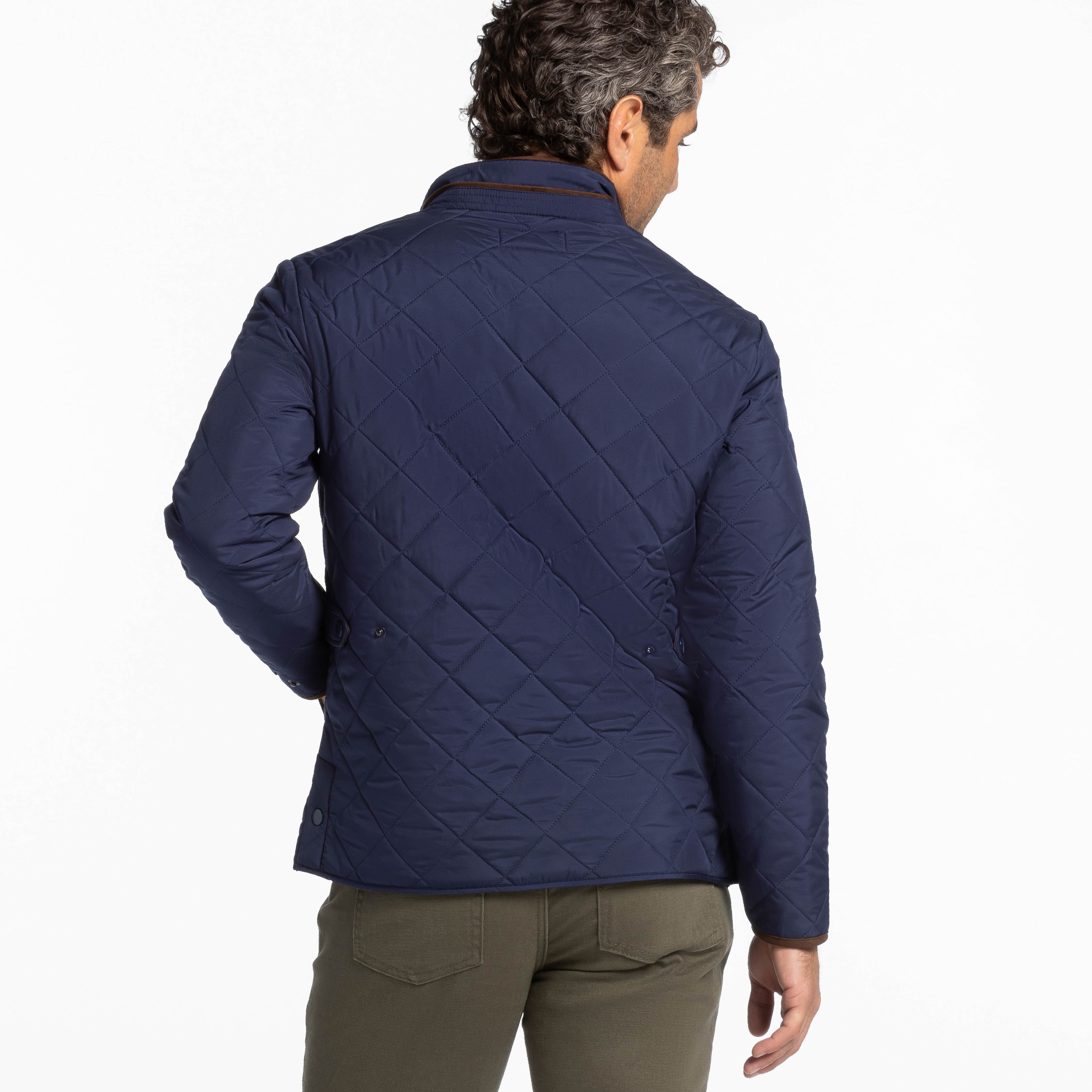 Navy quilted jacket mens best sale