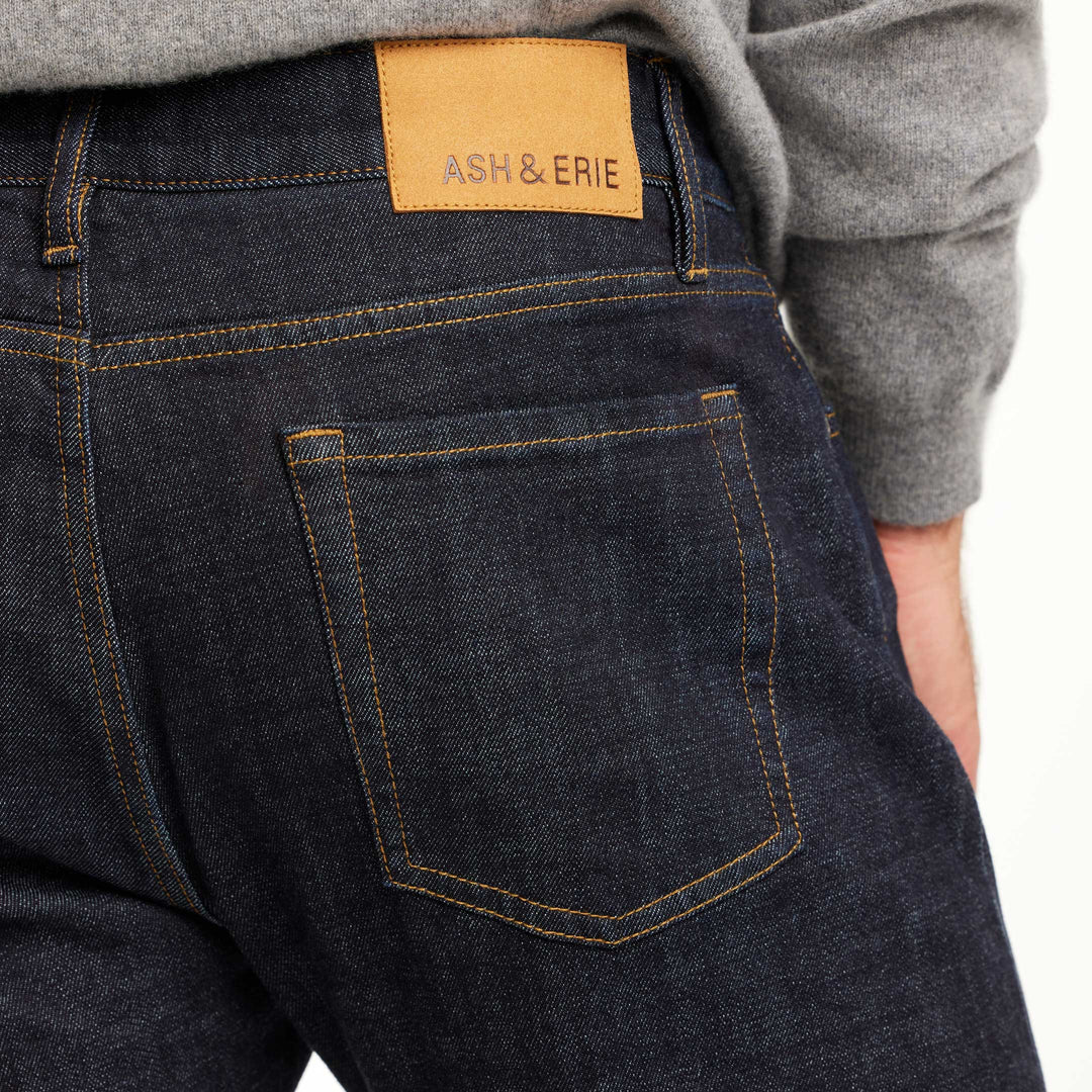 Ash & Erie Rinse Wash Stretch Selvedge Jeans for Short Men  