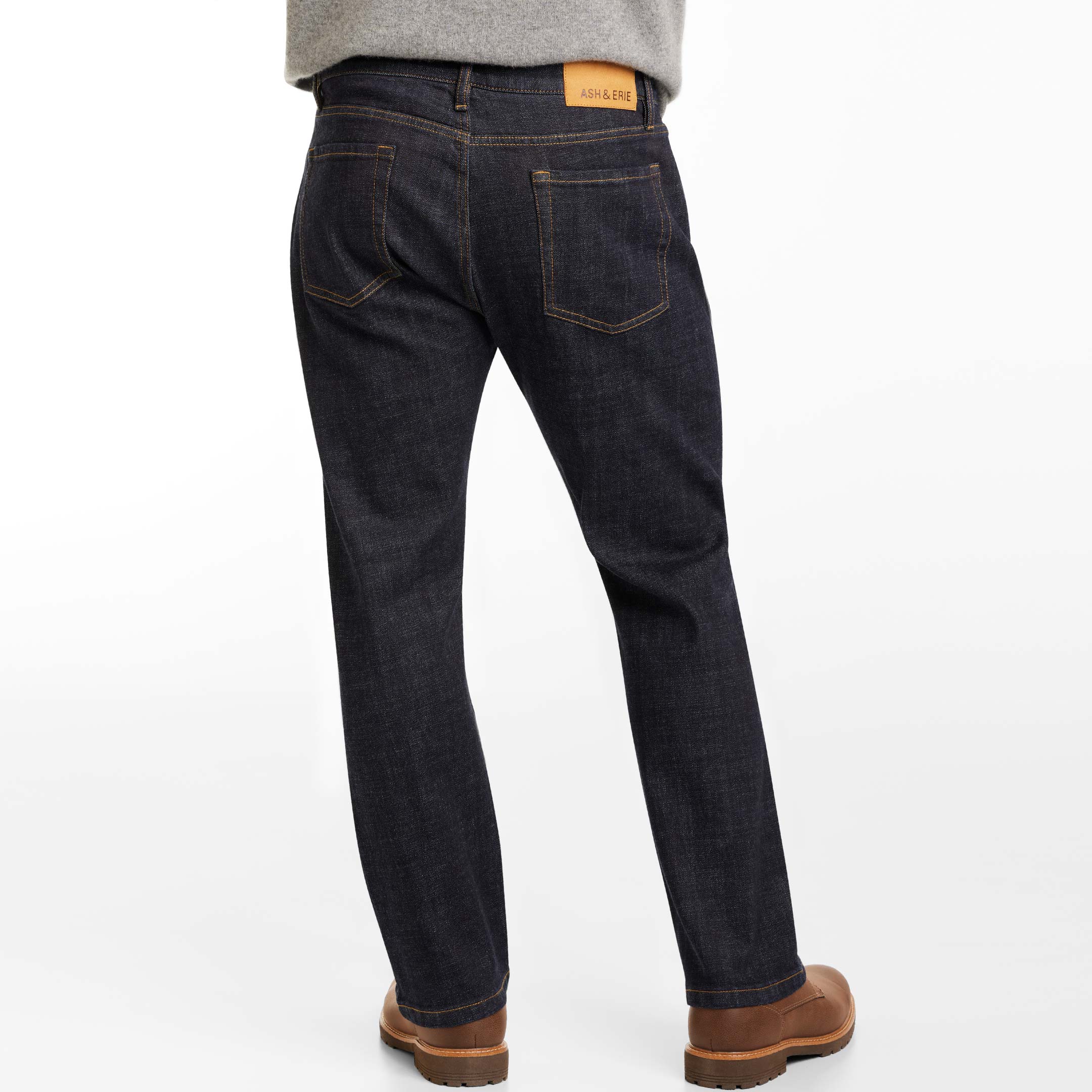 Ash & Erie Rinse Wash Stretch Selvedge Jeans for Short Men  