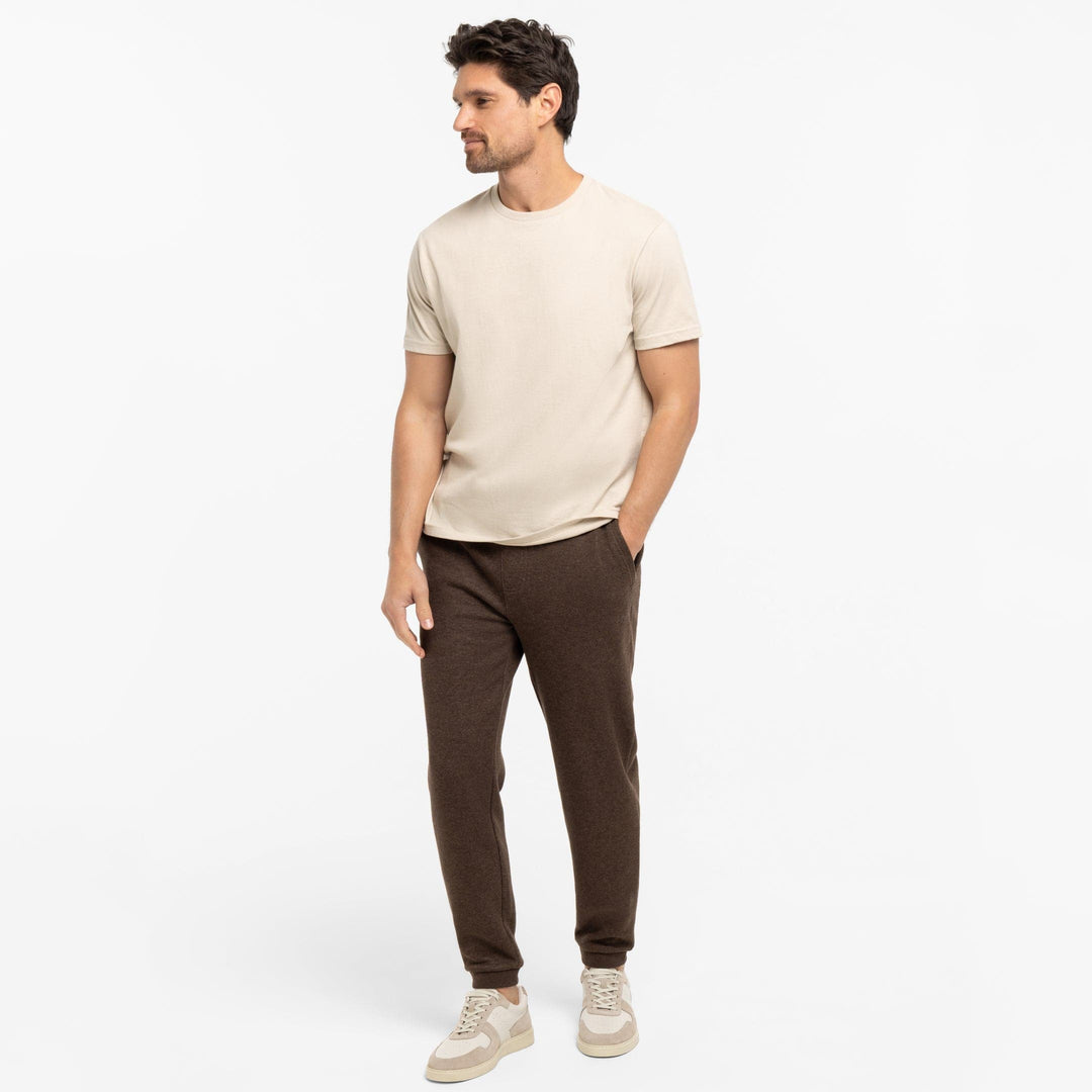 Ash & Erie Heather Brown French Terry Jogger for Short Men   Roam Jogger
