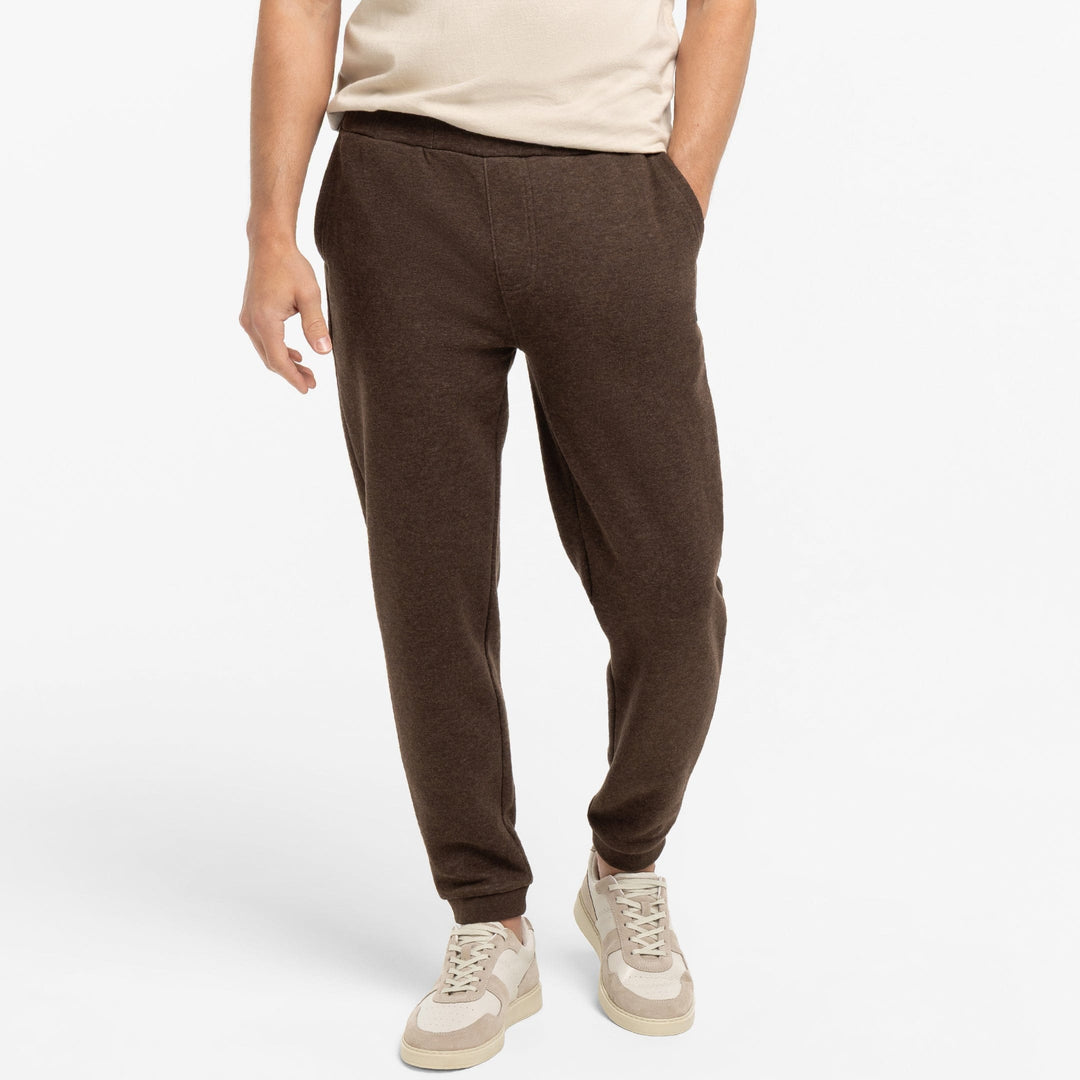 Ash & Erie Heather Brown French Terry Jogger for Short Men   Roam Jogger