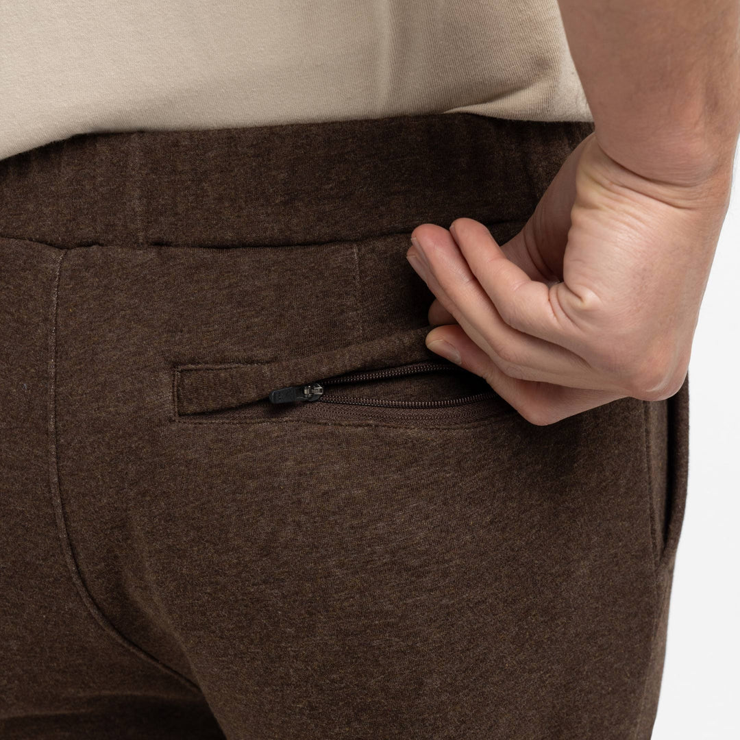 Ash & Erie Heather Brown French Terry Jogger for Short Men   Roam Jogger