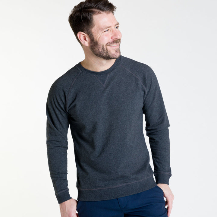 Ash & Erie Charcoal French Terry Sweatshirt for Short Men   Roam Sweatshirt