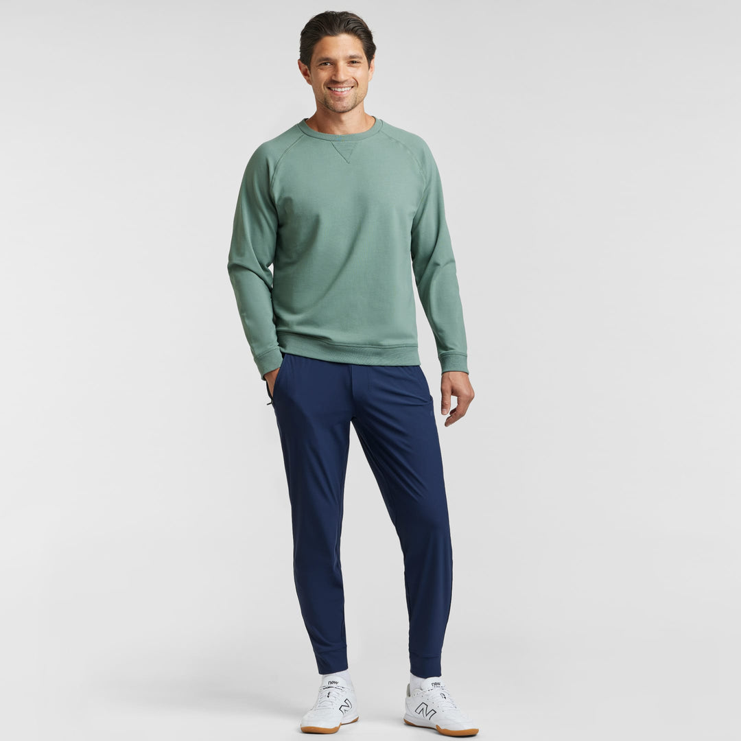 Ash & Erie Dark Sage French Terry Sweatshirt for Short Men   Roam Sweatshirt